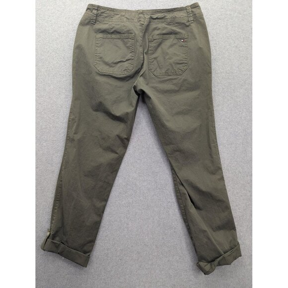 Tommy Hilfiger Pants Womens 2 Green Chino Ankle Crop Roll Tab Cotton Stretch - Picture 9 of 14
